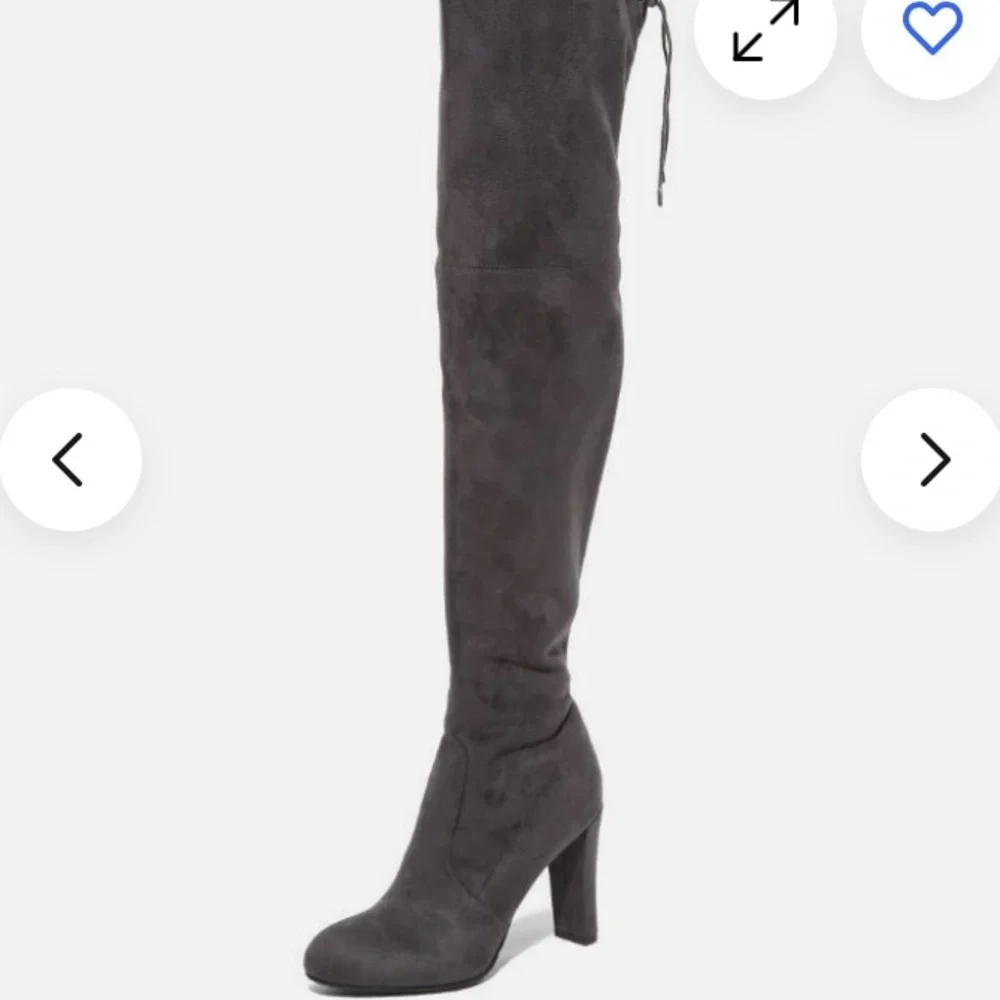 Sam Edelman Kent Microsuede Dark Grey Over the Knee Boots Size 6